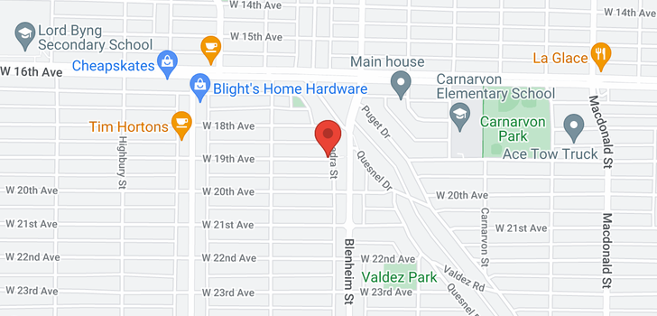 map of 3309 W 19TH AVENUE